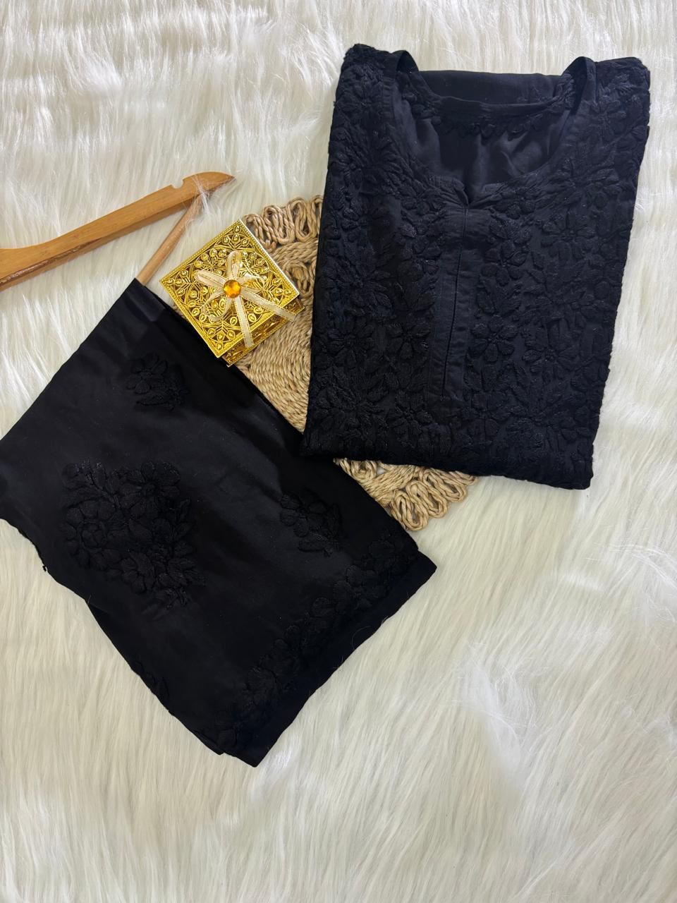 Heavy Hand-Embroidered Chikankari Set