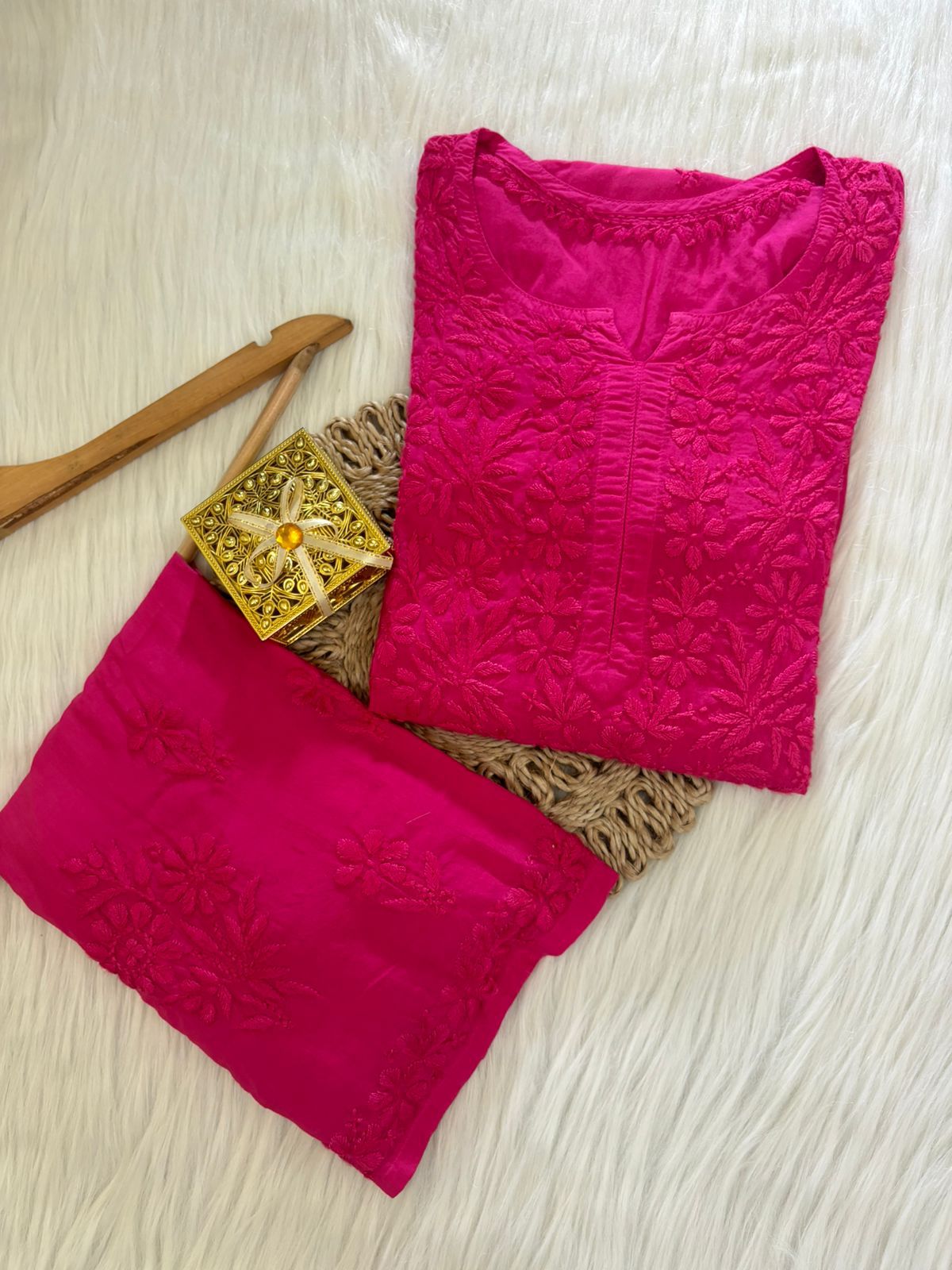 Heavy Hand-Embroidered Chikankari Set