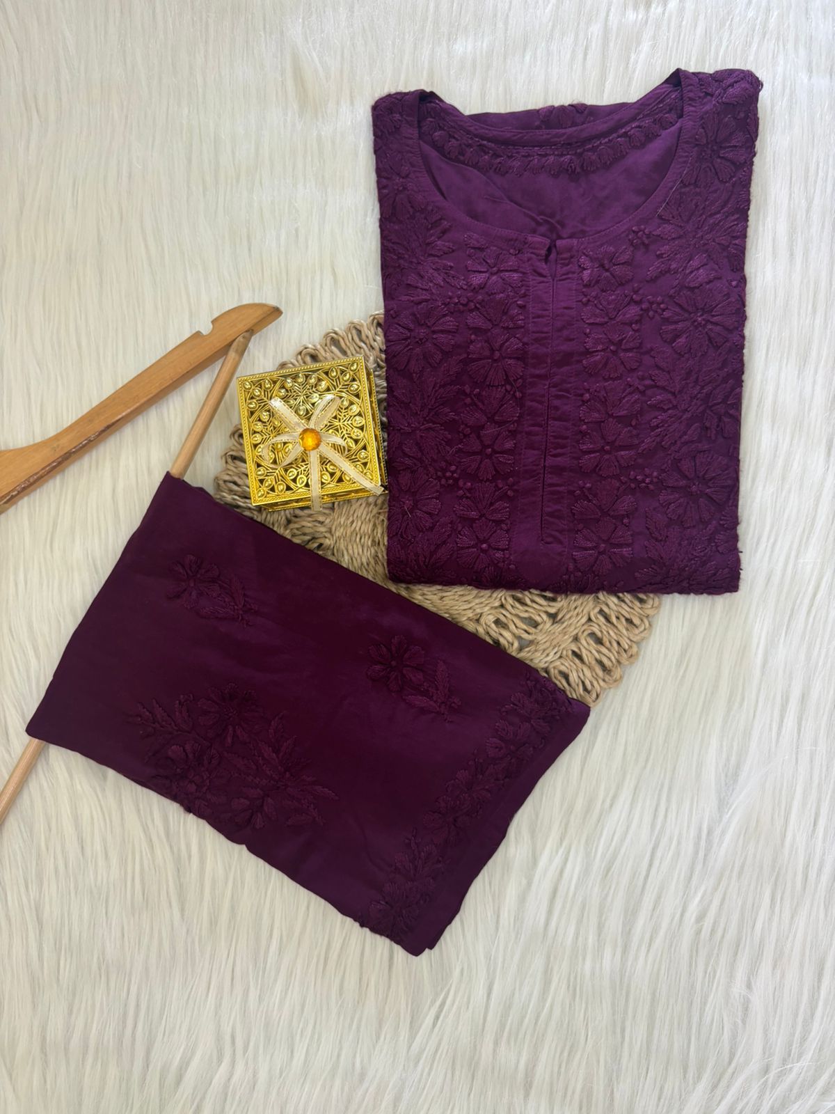 Heavy Hand-Embroidered Chikankari Set