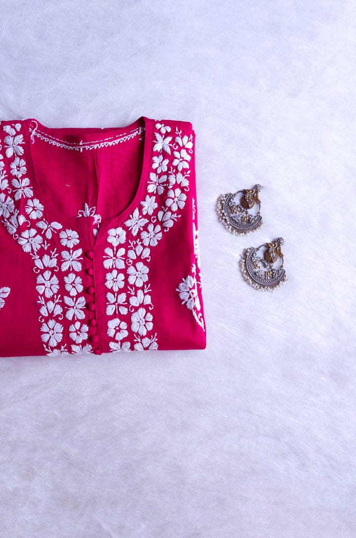 Hot Pink Long cotton kurta