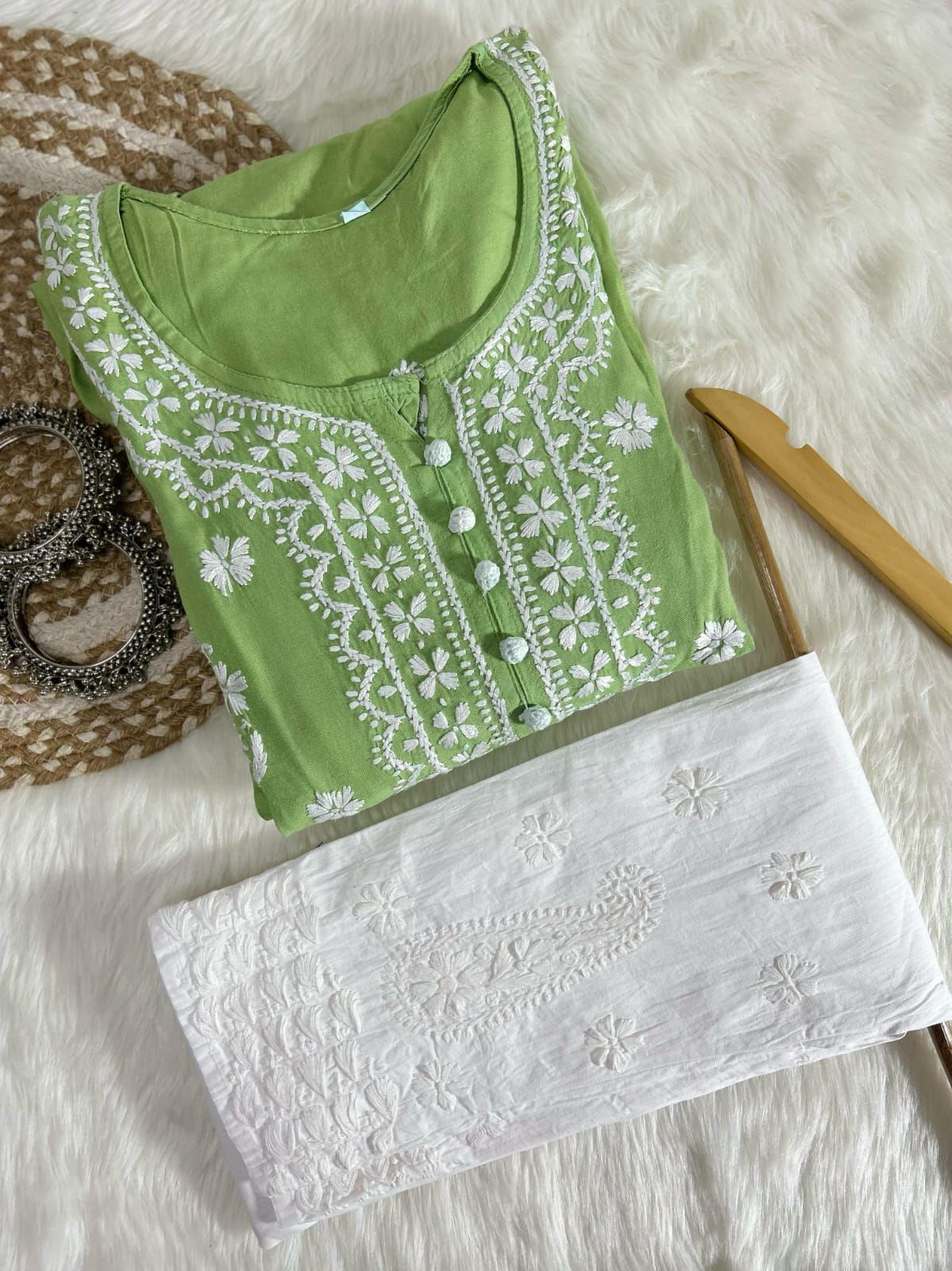 CHIKANKARI LONG FROCKS WITH TROUSER