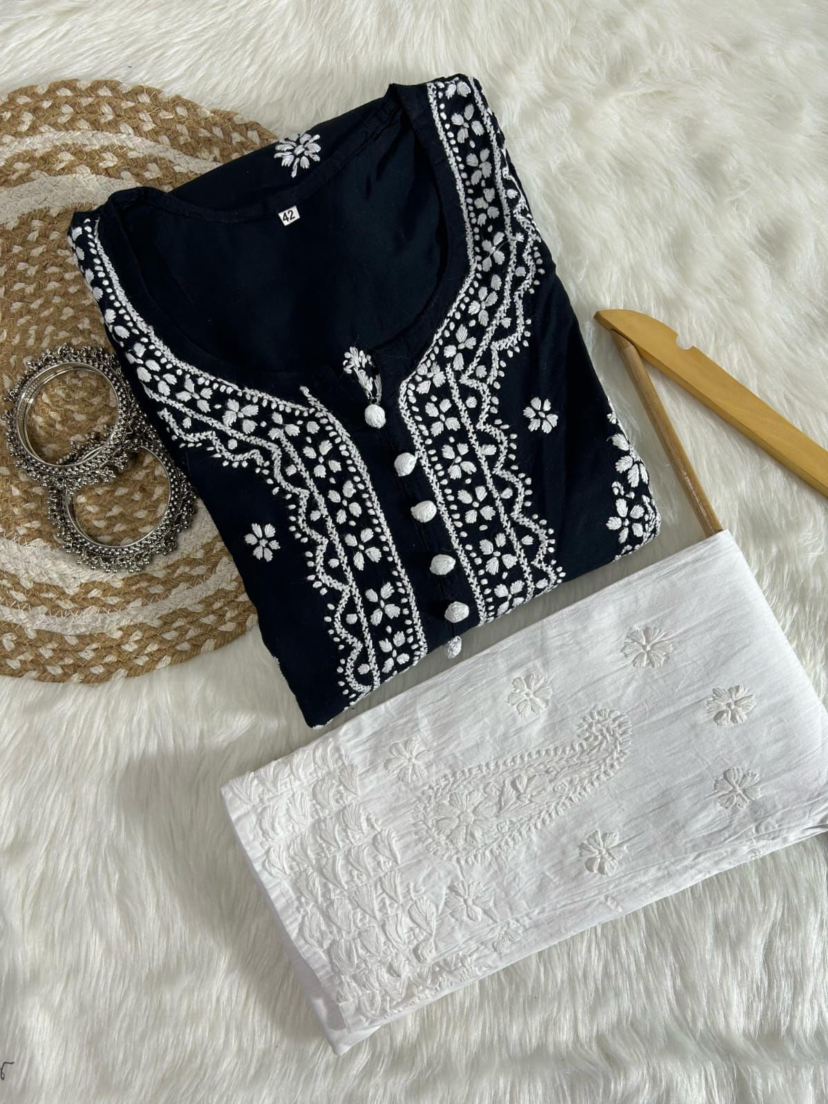 CHIKANKARI LONG FROCKS WITH TROUSER