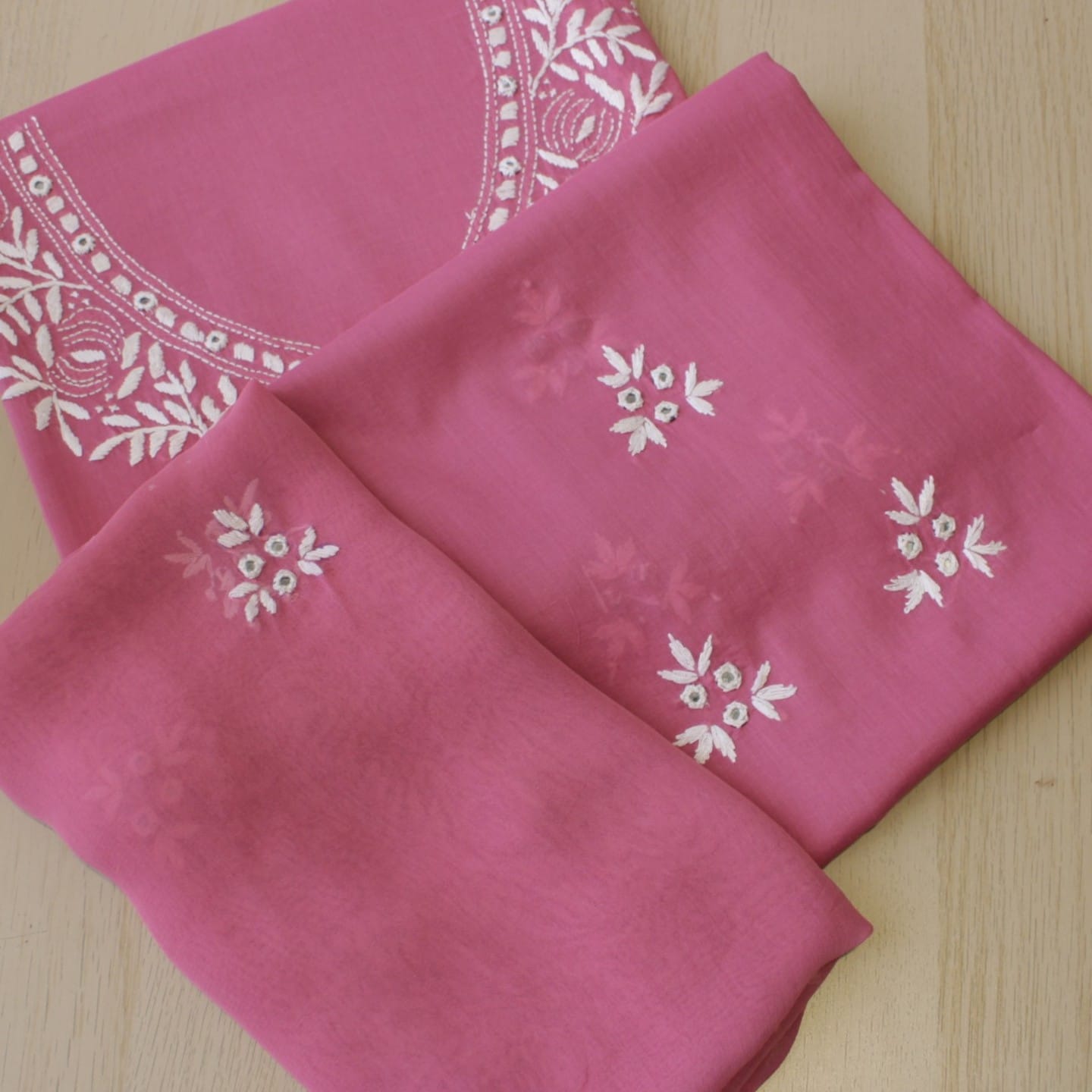 UNSTITCHED 3 PIECE HAND EMBRIODERED AND MIRROR WORK