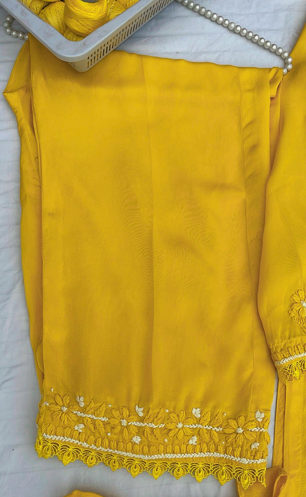 Premium Viscose Georgette Yellow 3Piece