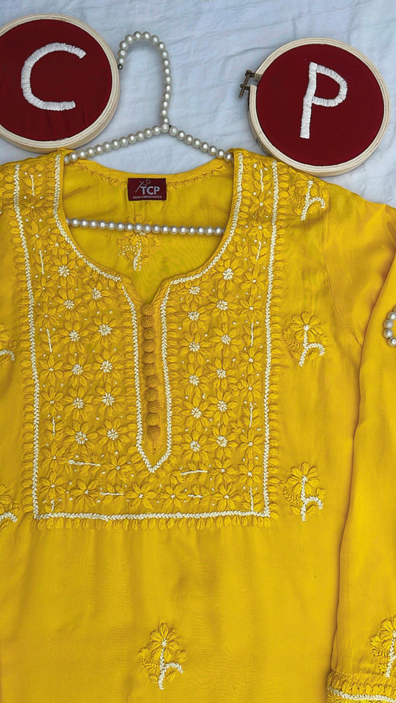 Premium Viscose Georgette Yellow 3Piece