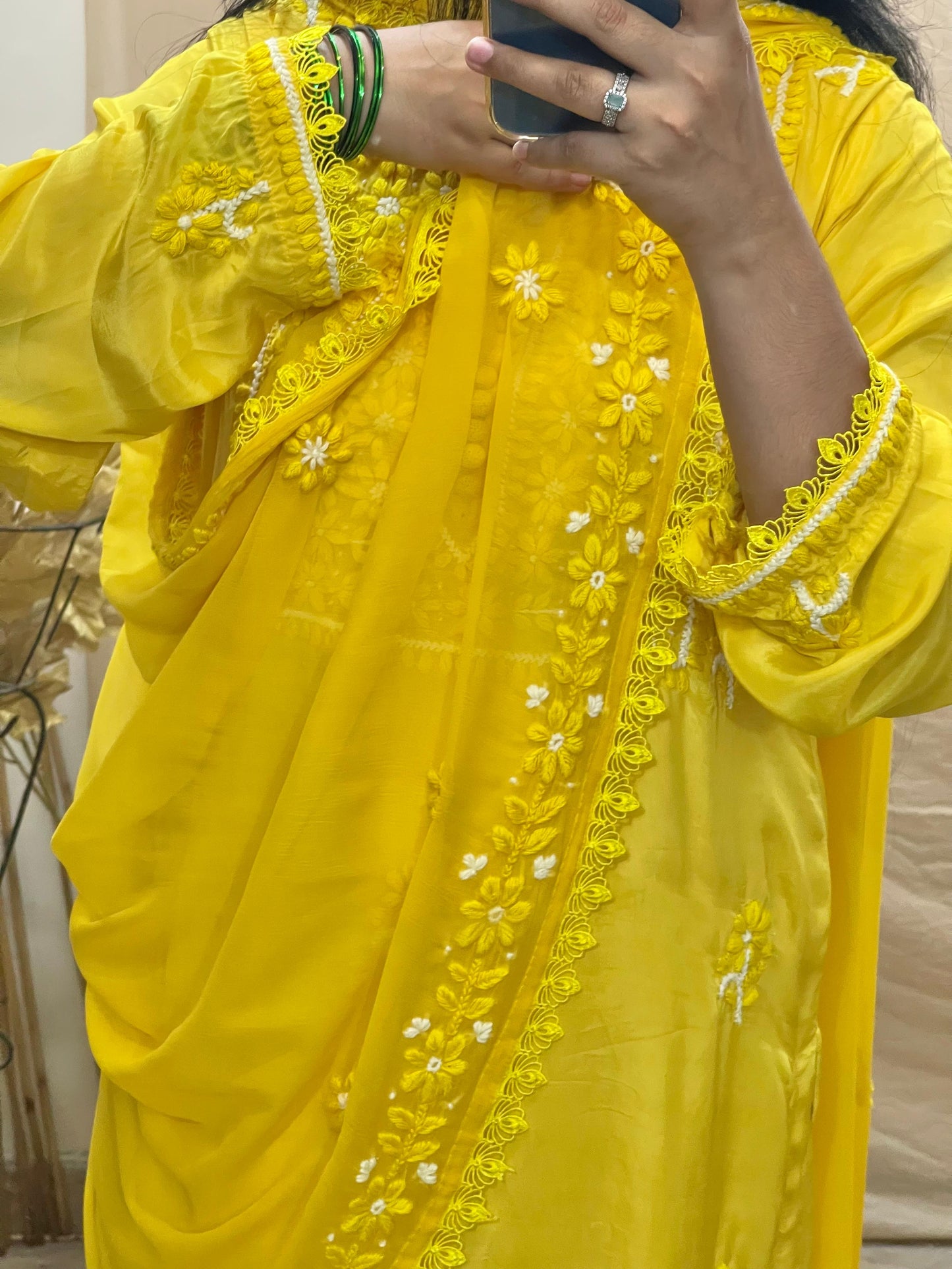 Premium Viscose Georgette Yellow 3Piece