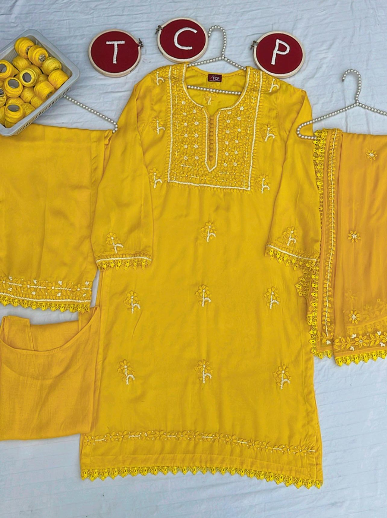 Premium Viscose Georgette Yellow 3Piece