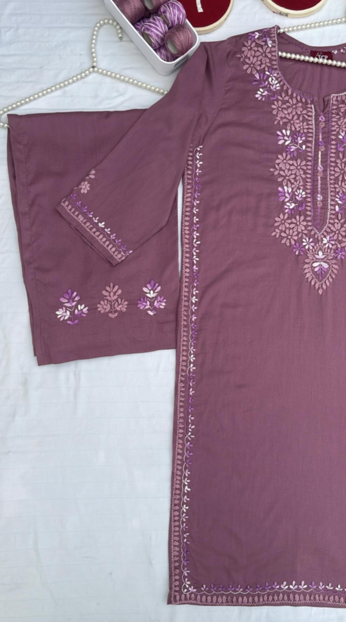 Hand Embroidered  Suit with Mirrorwork