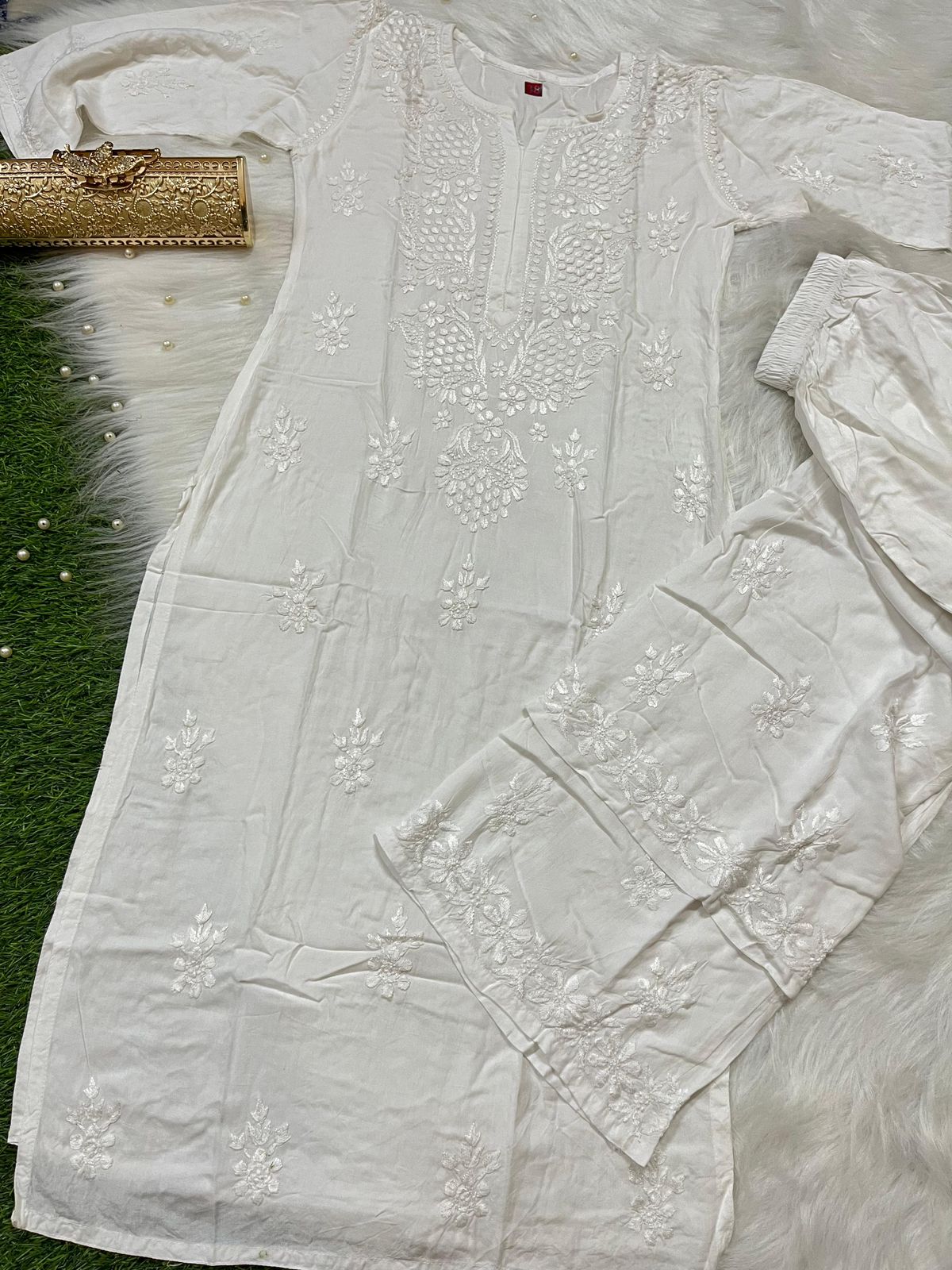 Premium Hand Embroidered Chikankari CO-ord Sets