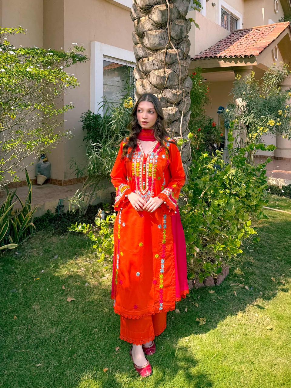 Blush Orange HandMade Cotton Suit