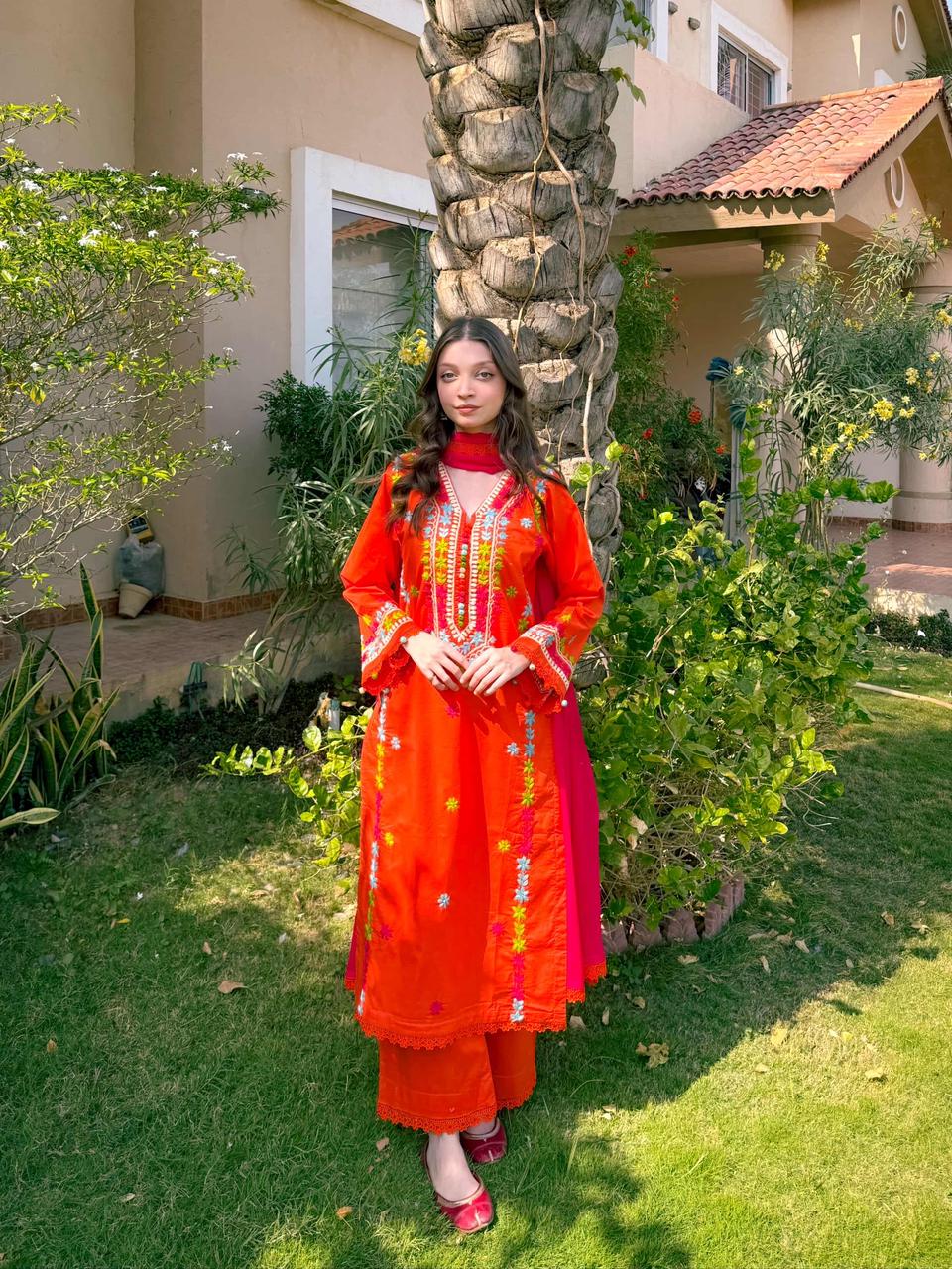 Blush Orange HandMade Cotton Suit