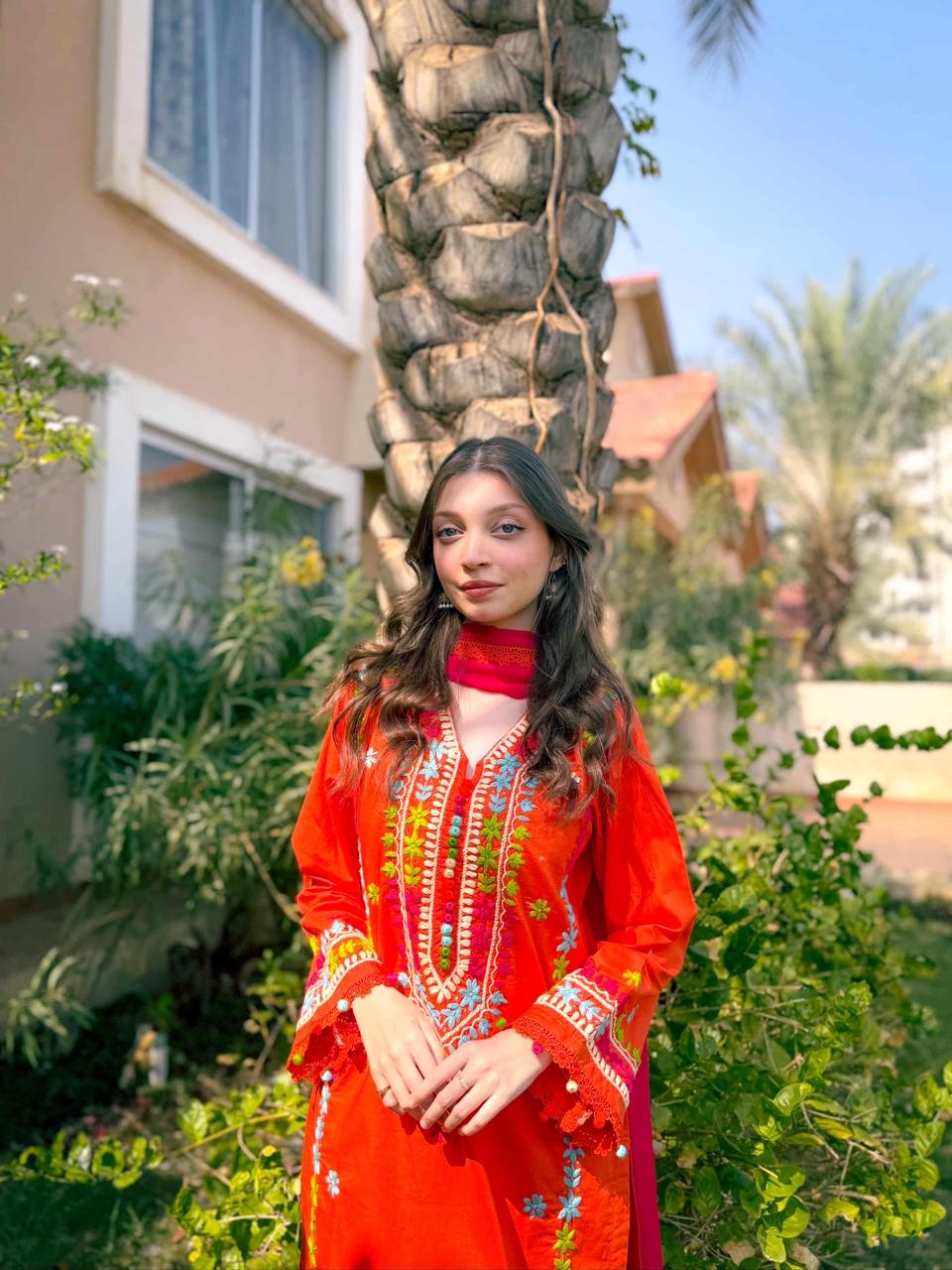 Blush Orange HandMade Cotton Suit