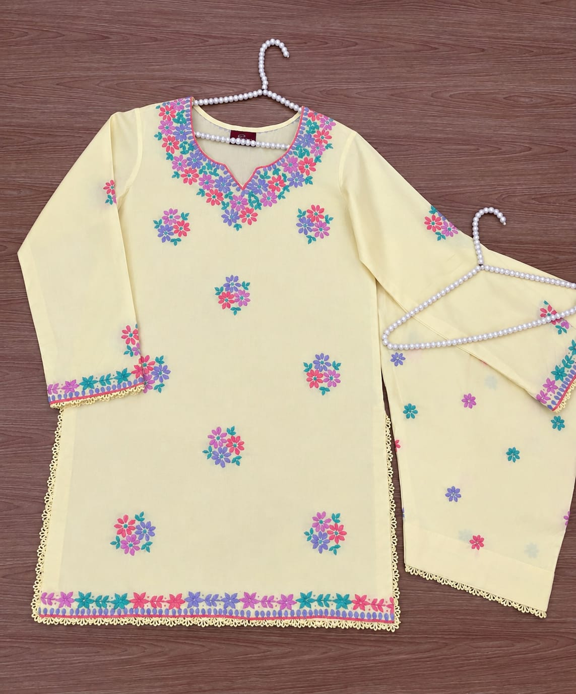 MINAL Pastel Yellow Handmade 3P Suit
